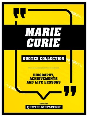 cover image of Marie Curie--Quotes Collection